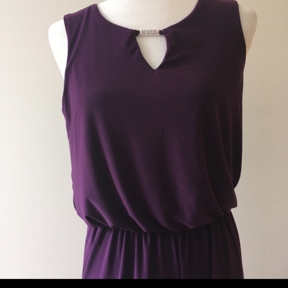 Tiana B purple stretch jumpsuit with bling - Picture 3 of 9